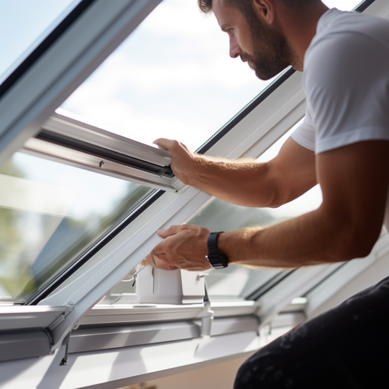 Un professionnel utilisant des produits IsoClean pour nettoyer efficacement une fenêtre Velux